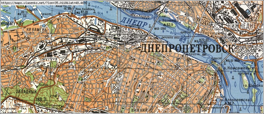 Карта ДНІПРОПЕТРОВСЬК, Дніпропетровська область, м Дніпропетровськ район