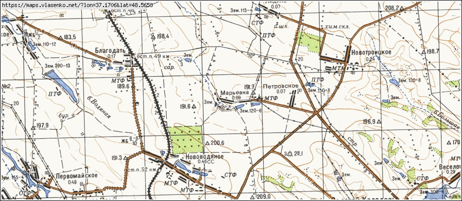 Карта МАР'ЇВКА, Донецька область, Добропільський район