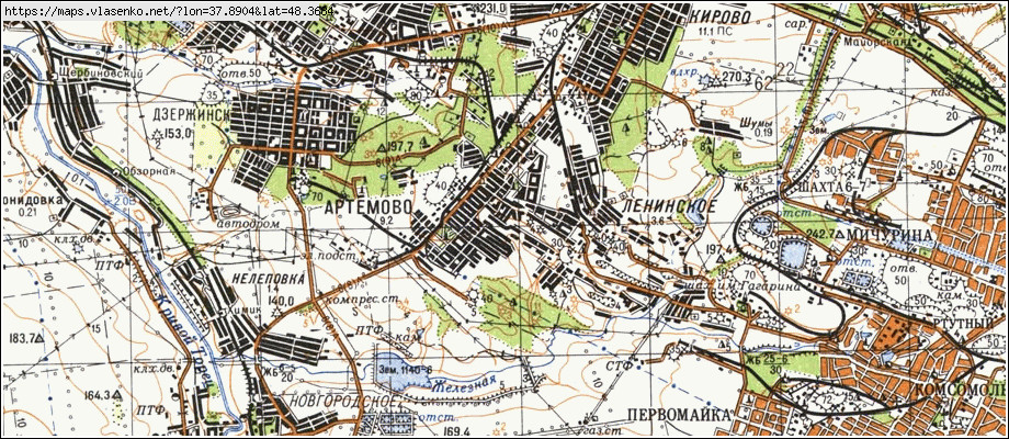 Карта АРТЕМОВЕ, Донецька область, м Дзержинськ район