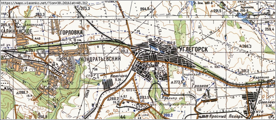 Карта ВУГЛЕГІРСЬК, Донецька область, м Єнакіїве район