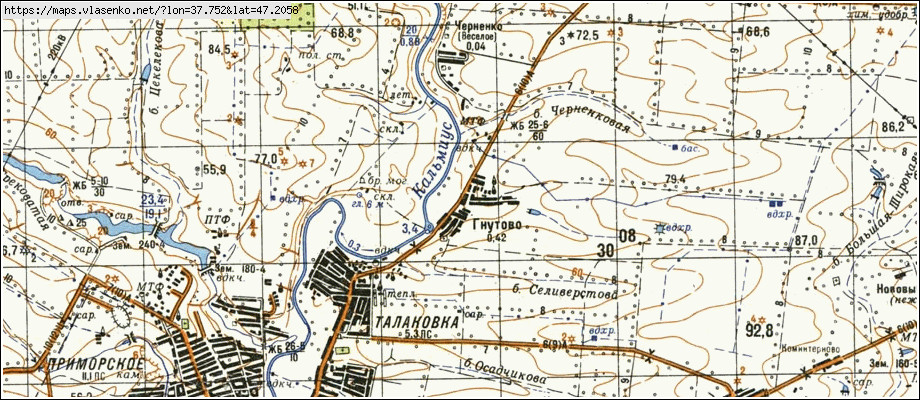 Карта ГНУТОВЕ, Донецька область, м Маріуполь район