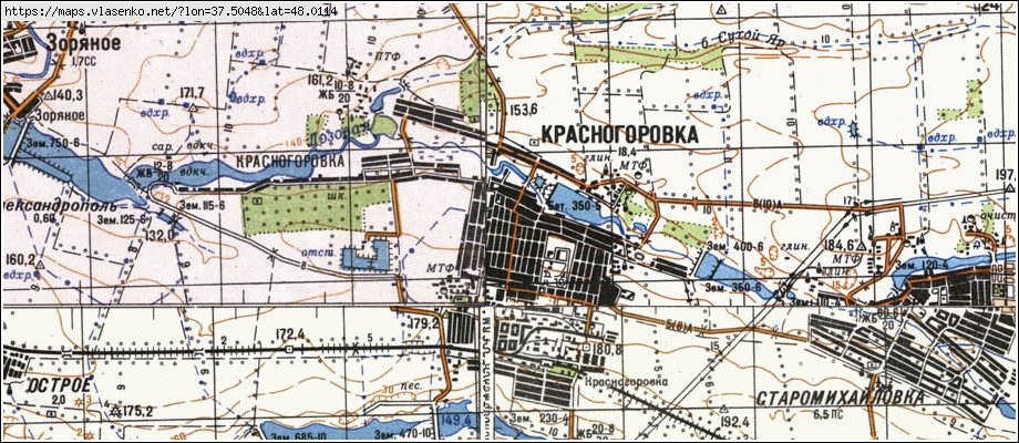 Карта КРАСНОГОРІВКА, Донецька область, Мар'їнський район