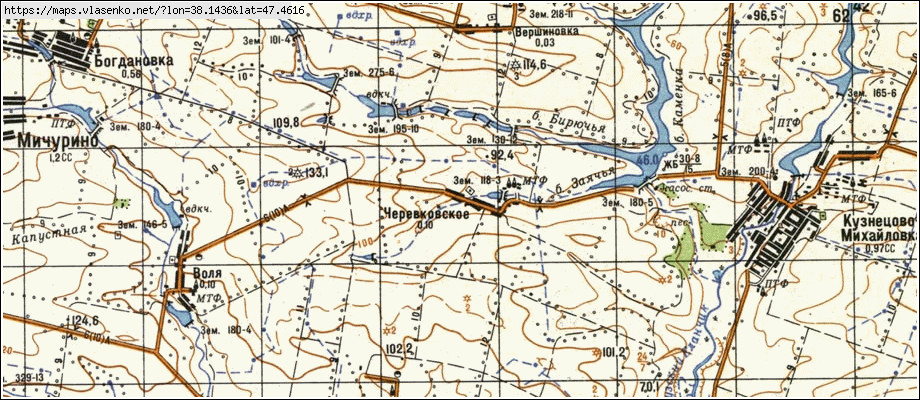 Карта ЧЕРЕВКІВСЬКЕ, Донецька область, Тельманівський район