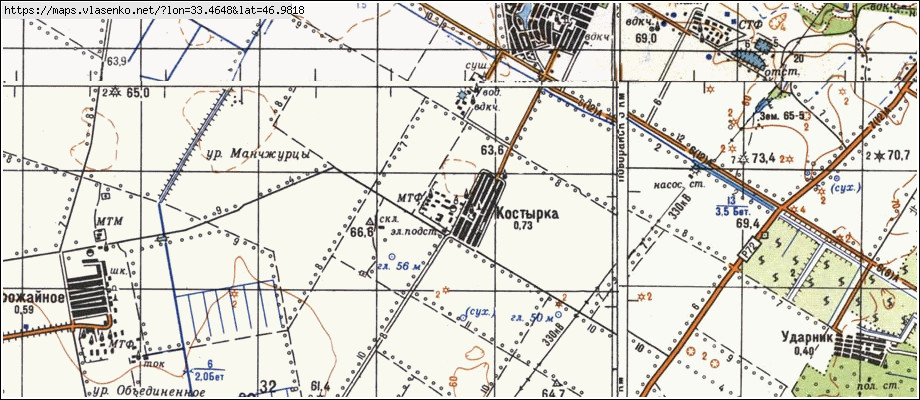 Карта КОСТИРКА, Херсонська область, Бериславський район