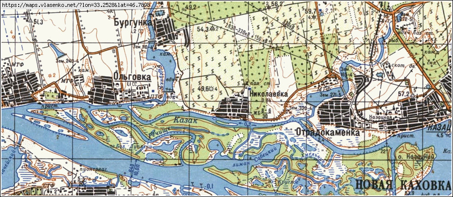 Карта МИКОЛАЇВКА, Херсонська область, Бериславський район
