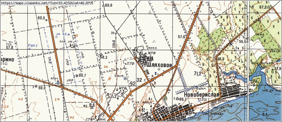 Карта ШЛЯХОВЕ, Херсонська область, Бериславський район