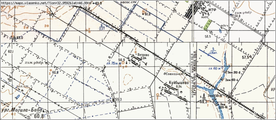Карта ВІТРОВЕ, Херсонська область, Бериславський район