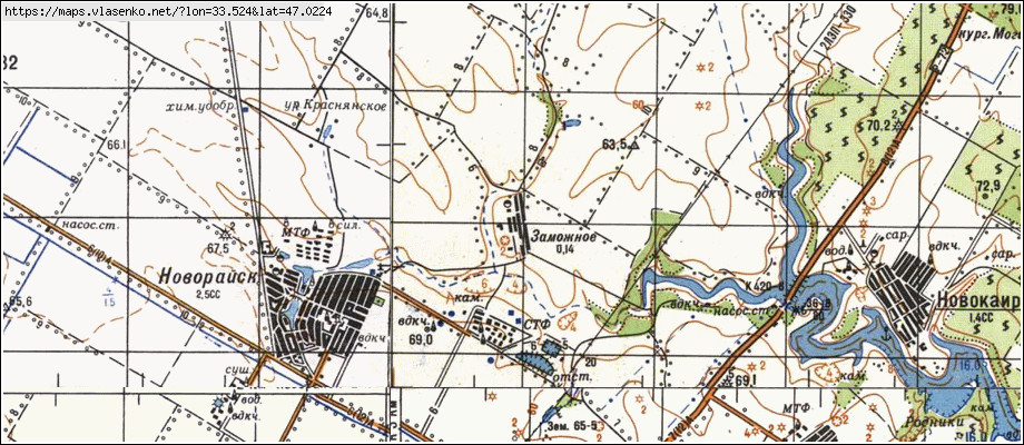 Карта ЗАМОЖНЕ, Херсонська область, Бериславський район