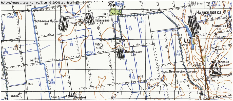 Карта МОЛОДЕЦЬКЕ, Херсонська область, Білозерський район