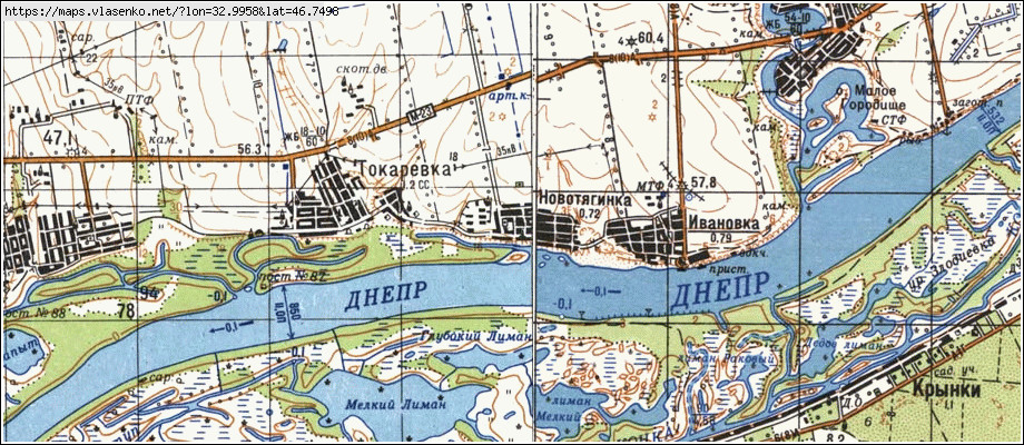 Карта НОВОТЯГИНКА, Херсонська область, Білозерський район