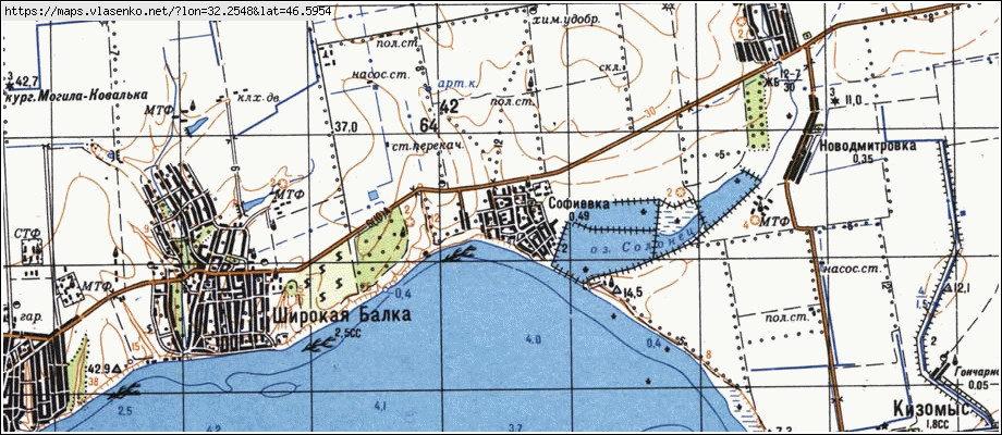Карта СОФІЇВКА, Херсонська область, Білозерський район
