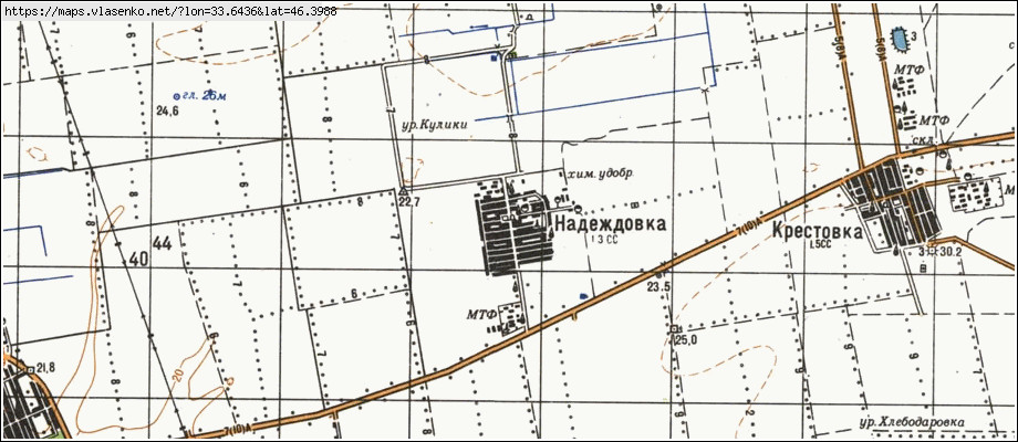 Карта НАДЕЖДІВКА, Херсонська область, Чаплинський район