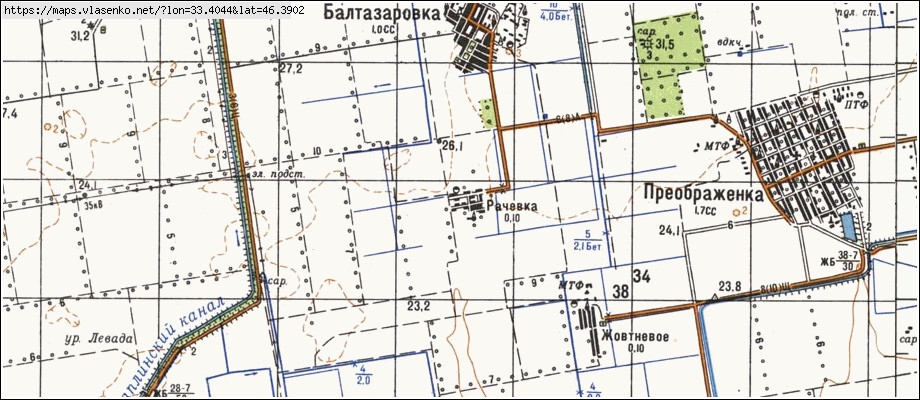 Карта РАЧІВКА, Херсонська область, Чаплинський район