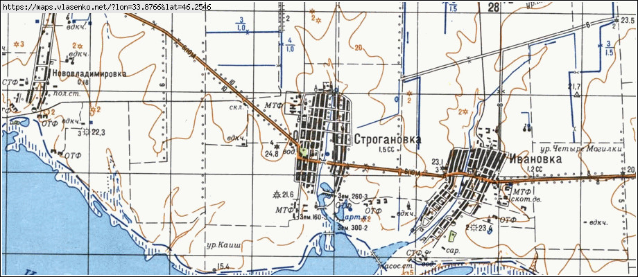 Карта СТРОГАНІВКА, Херсонська область, Чаплинський район