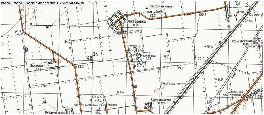Карта МАЛИНІВКА, Херсонська область, Генічеський район