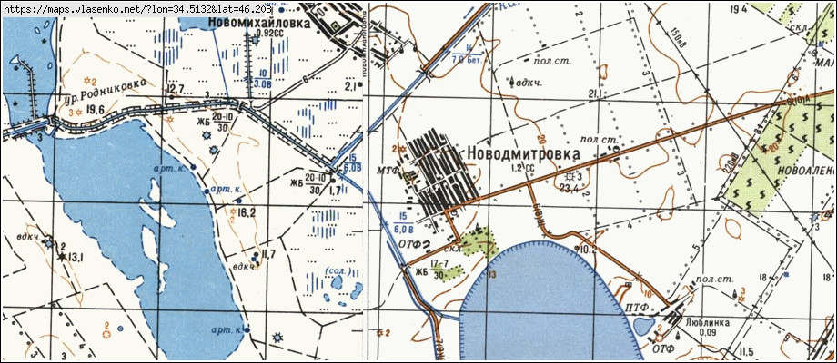 Карта НОВОДМИТРІВКА, Херсонська область, Генічеський район