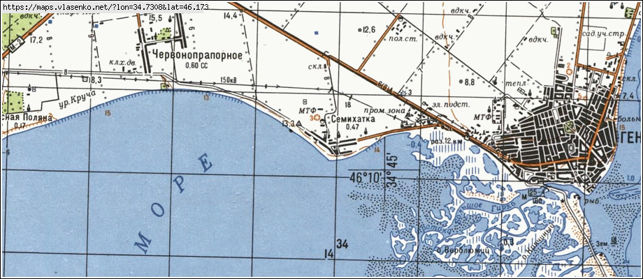 Карта СЕМИХАТКА, Херсонська область, Генічеський район