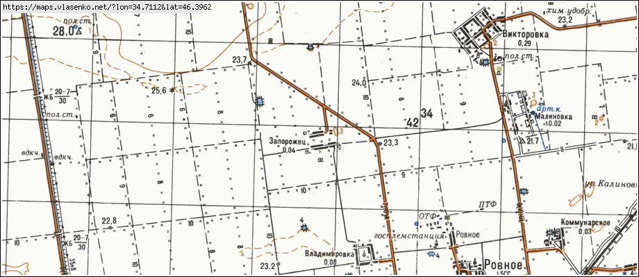 Карта ЗАПОРОЖЕЦЬ, Херсонська область, Генічеський район