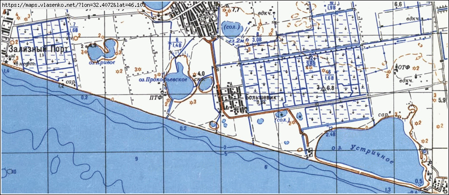 Карта БІЛЬШОВИК, Херсонська область, Голопристанський район