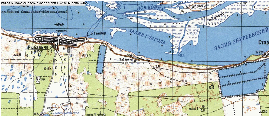 Карта ЗАБАРИНЕ, Херсонська область, Голопристанський район