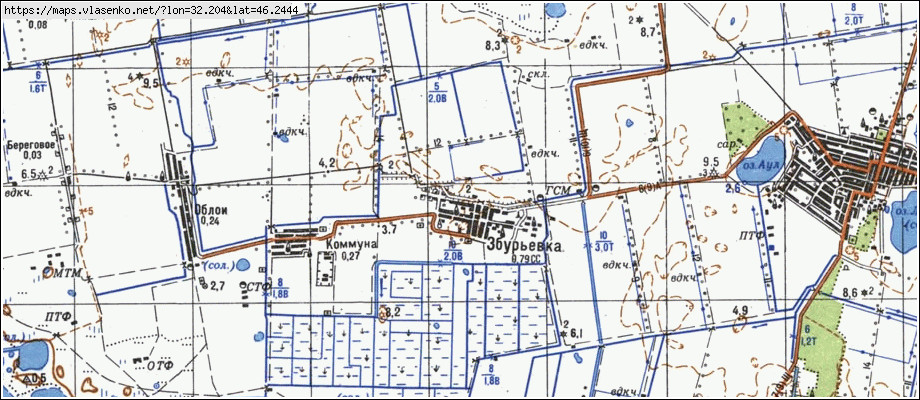 Карта ЗБУР'ЇВКА, Херсонська область, Голопристанський район