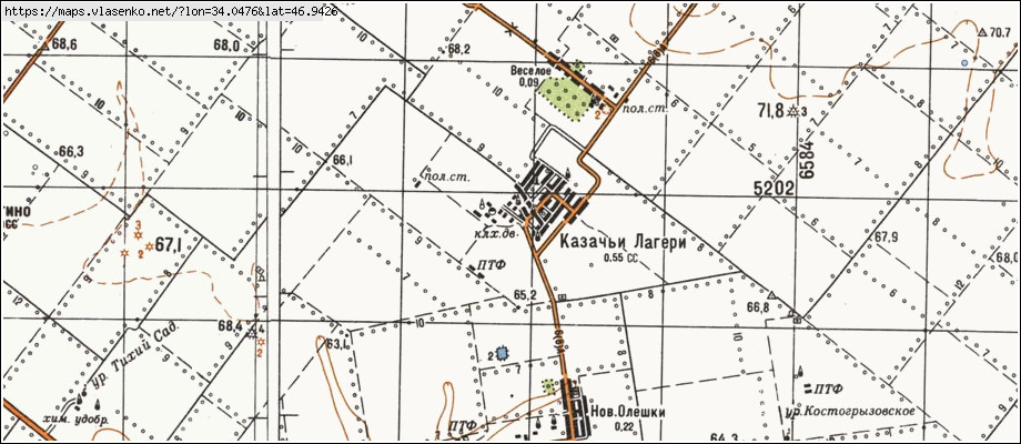 Карта КОЗАЧІ ЛАГЕРІ, Херсонська область, Горностаївський район