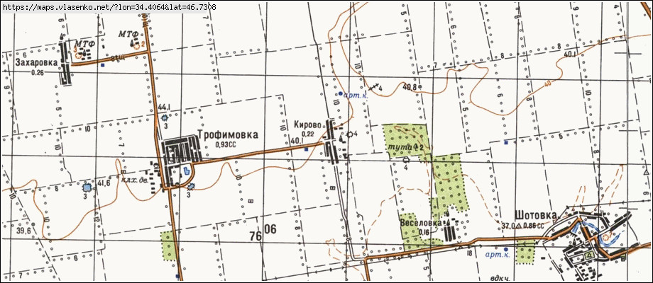 Карта КІРОВЕ, Херсонська область, Іванівський район