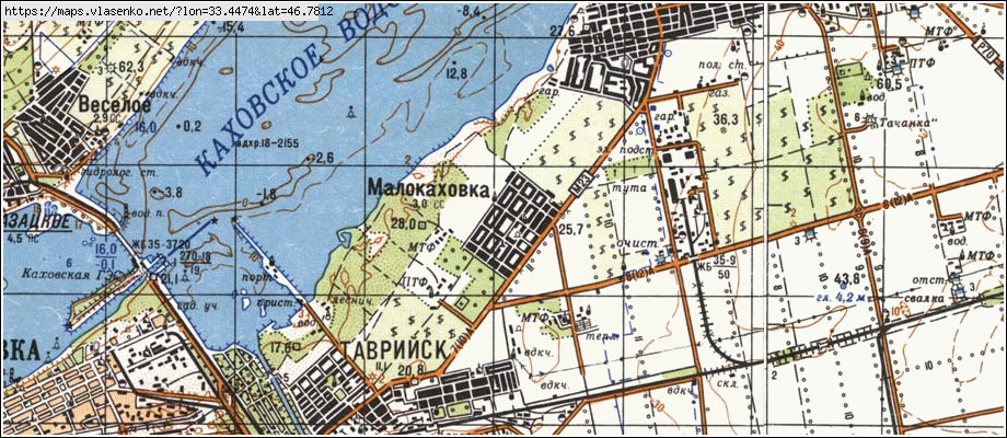 Карта МАЛОКАХОВКА, Херсонська область, Каховський район