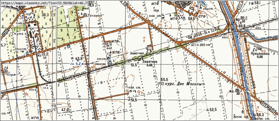 Карта ЗАВІТНЕ, Херсонська область, Каховський район