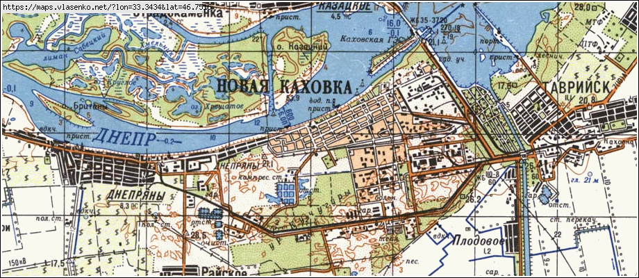 Карта НОВА КАХОВКА, Херсонська область, м Нова Каховка район