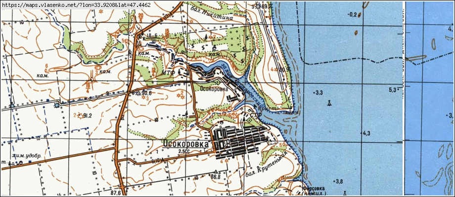 Карта ОСОКОРІВКА, Херсонська область, Нововоронцовський район