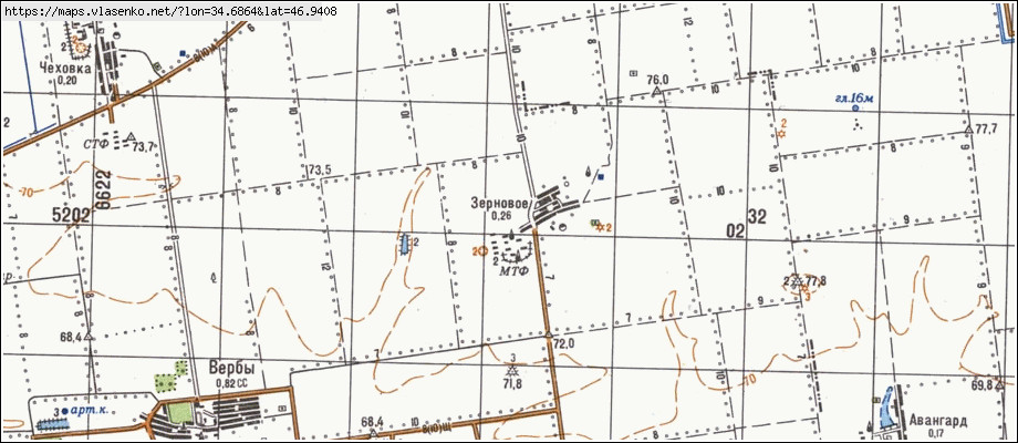 Карта ЗЕРНОВЕ, Херсонська область, Нижньосірогозький район