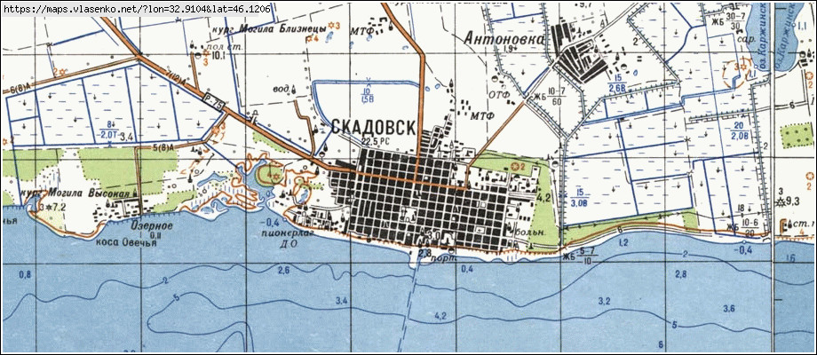 Карта СКАДОВСЬК, Херсонська область, Скадовський район