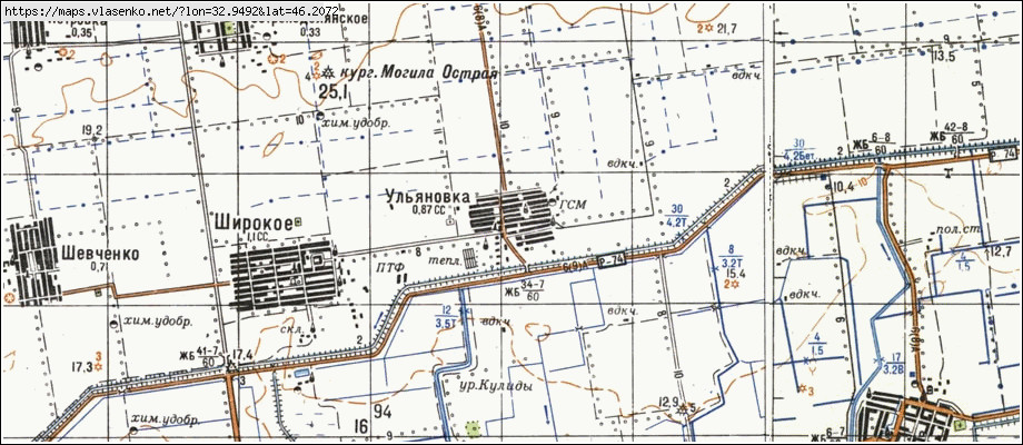 Карта УЛЯНІВКА, Херсонська область, Скадовський район
