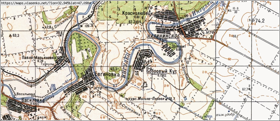 Карта БОБРОВИЙ КУТ, Херсонська область, Великоолександрівський район