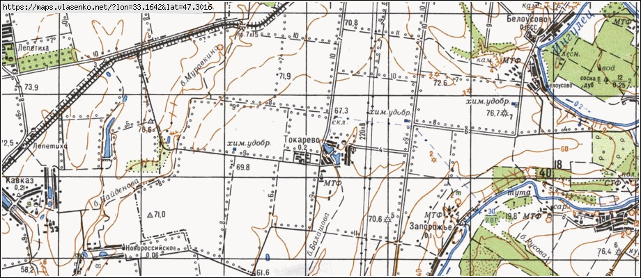 Карта ТОКАРЕВЕ, Херсонська область, Великоолександрівський район