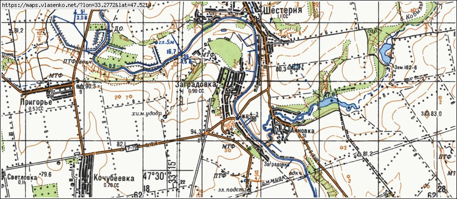 Карта ЗАГРАДІВКА, Херсонська область, Високопільський район