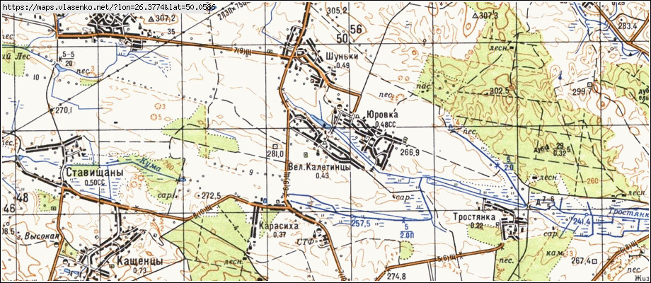 Карта ВЕЛИКІ КАЛЕТИНЦІ, Хмельницька область, Білогірський район