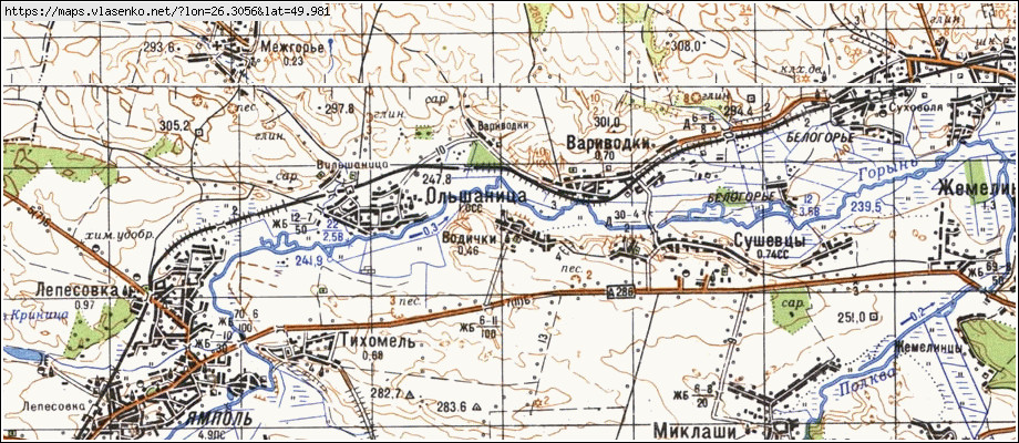 Карта ВОДИЧКИ, Хмельницька область, Білогірський район
