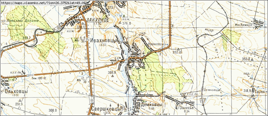 Карта ІВАХНІВЦІ, Хмельницька область, Чемеровецький район