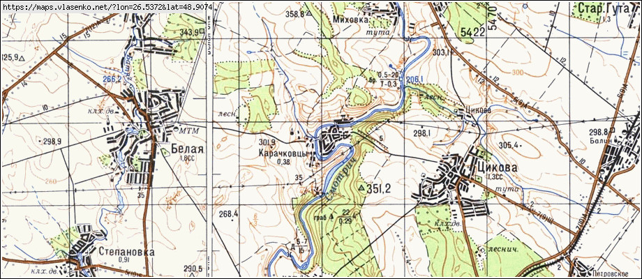 Карта КАРАЧКІВЦІ, Хмельницька область, Чемеровецький район