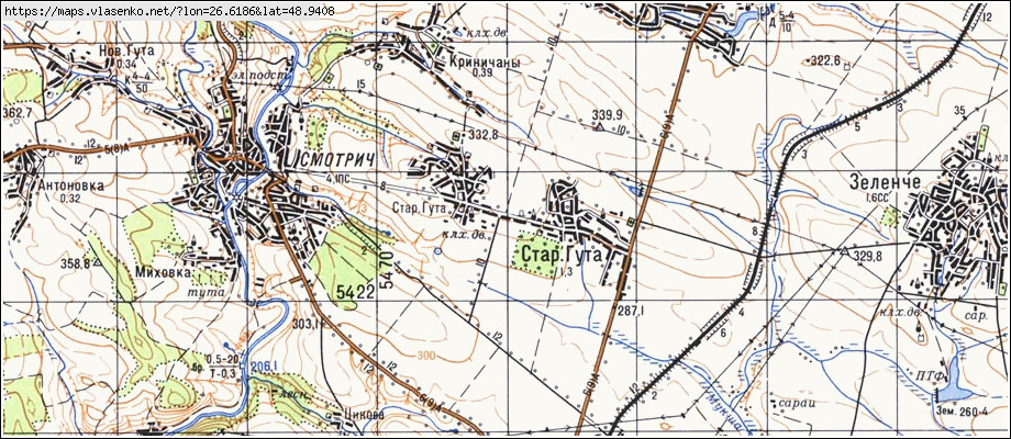 Карта СТАРА ГУТА, Хмельницька область, Дунаєвецький район