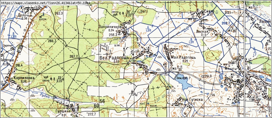 Карта ВЕЛИКА РАДОГОЩ, Хмельницька область, Ізяславський район