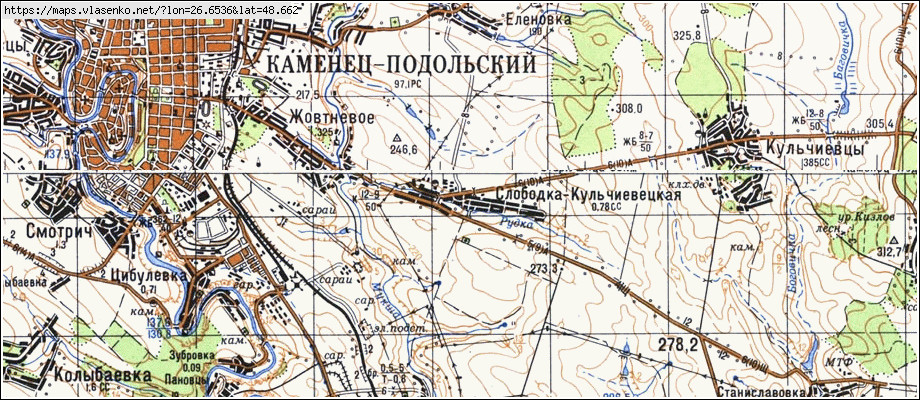 Карта каменца с улицами и номерами