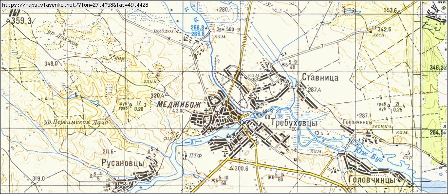 Карта МЕДЖИБІЖ, Хмельницька область, Летичівський район