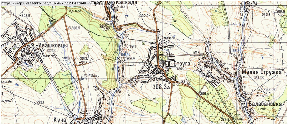 Карта СТРУГА, Хмельницька область, Новоушицький район