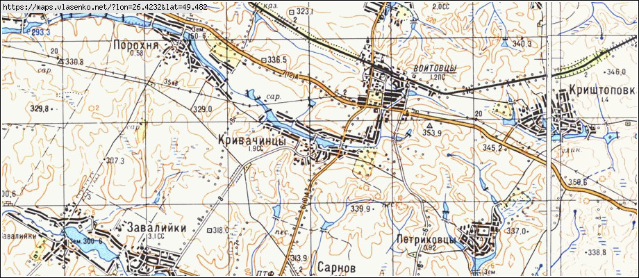 Карта КРИВАЧИНЦІ, Хмельницька область, Волочиський район
