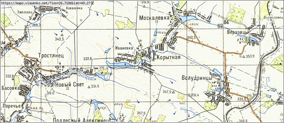 Карта КОРИТНА, Хмельницька область, Ярмолинецький район