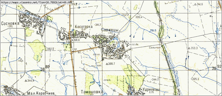 Карта САВИНЦІ, Хмельницька область, Ярмолинецький район