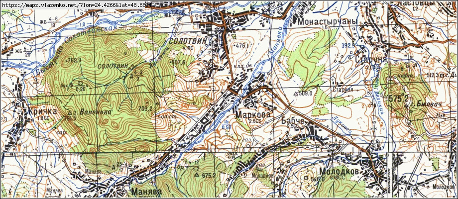 Карта МАРКОВА, Івано-Франківська область, Богородчанський район